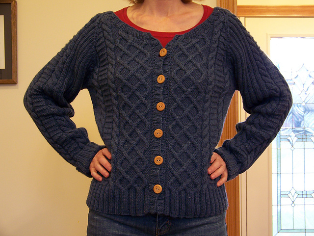 Blue Tweed Cable Cardigan