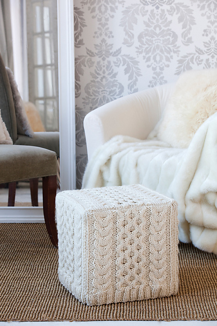 Cabled Ottoman Cover