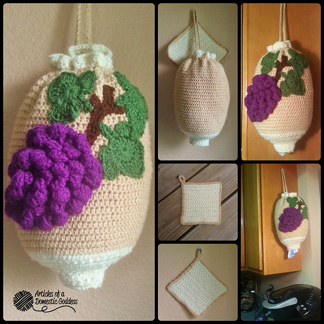 Grapevine Kitchen Bag Caddy and Pot Holder