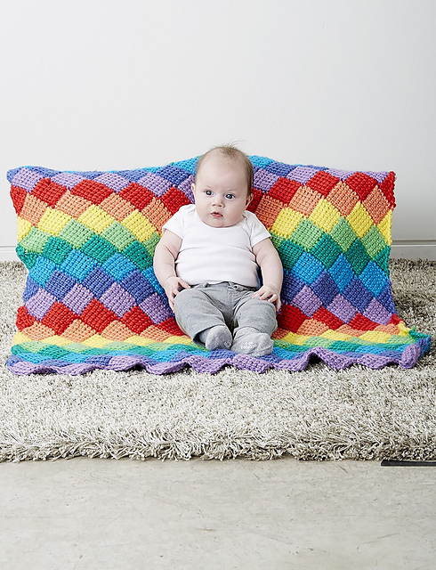 Tunisian Entrelac Baby Blanket