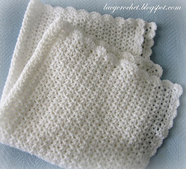 V-Stitch Baby Afghan with Scalloped Trim