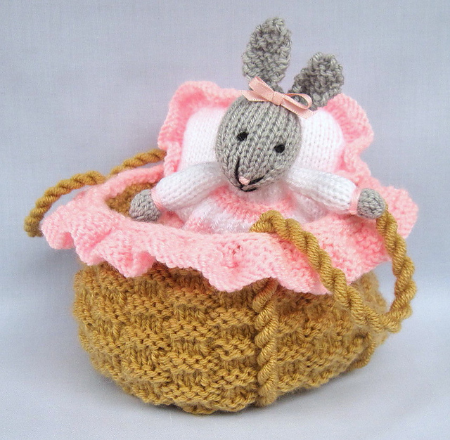 Baby Bunny in a basket crib