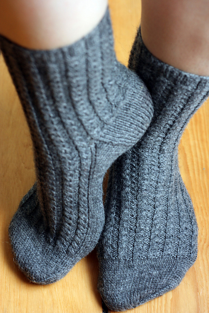 Grey Cabled Socks