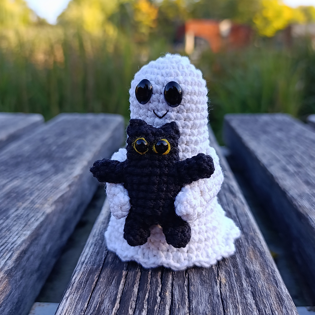 Ghost with black cat