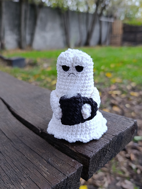 Ghost with a cup of coffee