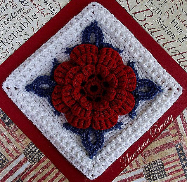 American Beauty Afghan Block