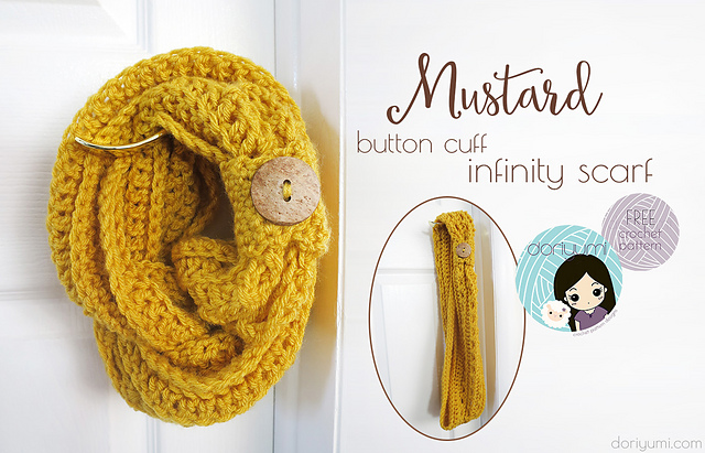 Mustard Button Cuff Infinity Scarf