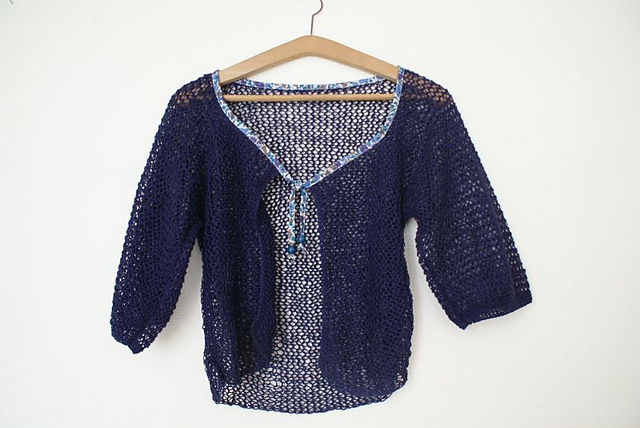 veste courte en Lin point rivière et biais liberty