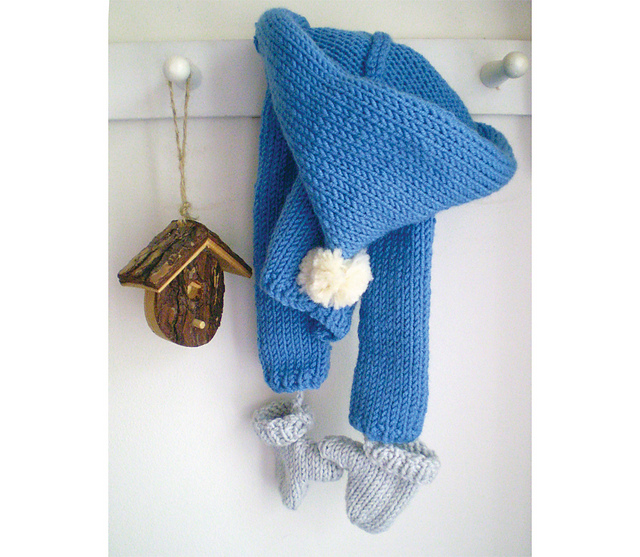 Boyish blue coat, kitty hat and mittens