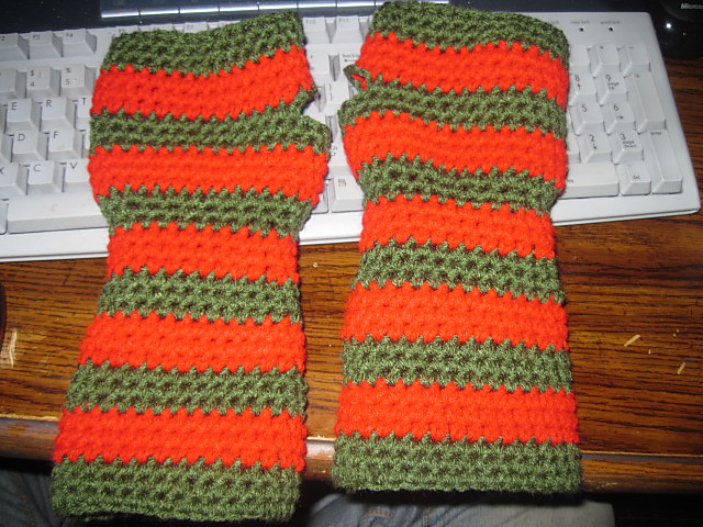 Striped Fingerless Gloves