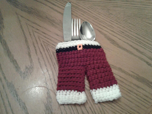 Santa pants silverware holder