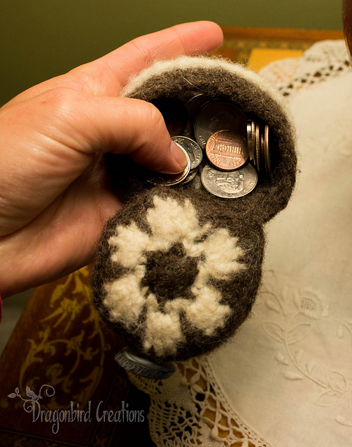 Felted Folding Flower Coin Purse