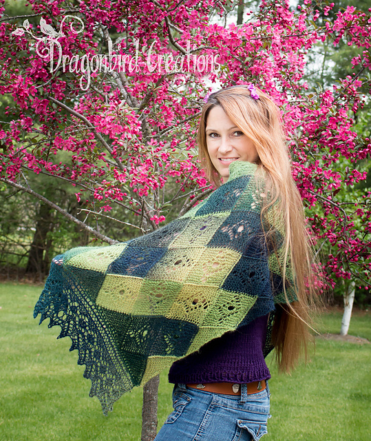 Eye Of The Dragon:  Kermesia's Entrelac Shawl