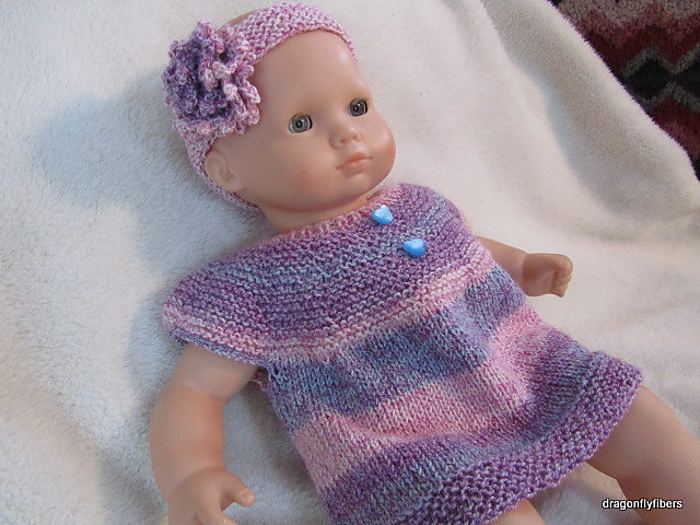 Bitty Baby Garter Yoke Dress with Flower Headband