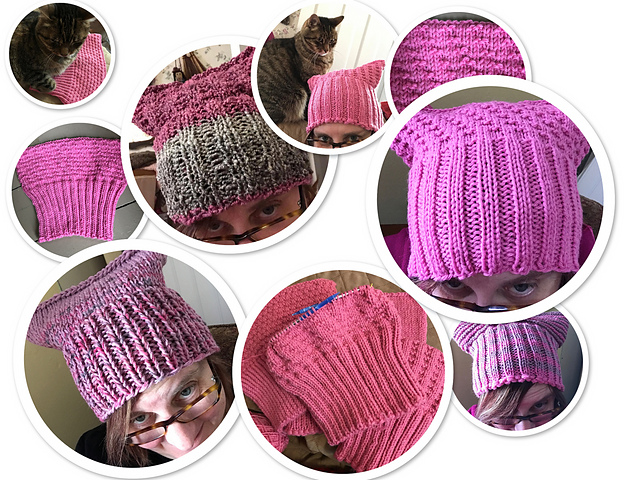 Pussyhat with Stripes and Purls