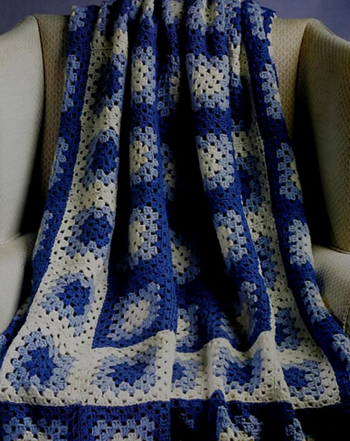 Blue Granny Square Afghan