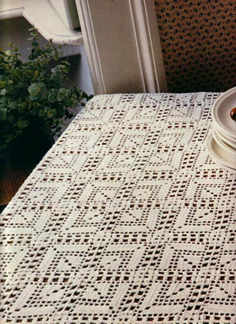 Table Cloth Of Square Motifs