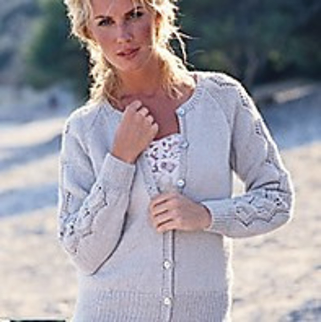 Lace-sleeved Round- or V-neck Cardigan