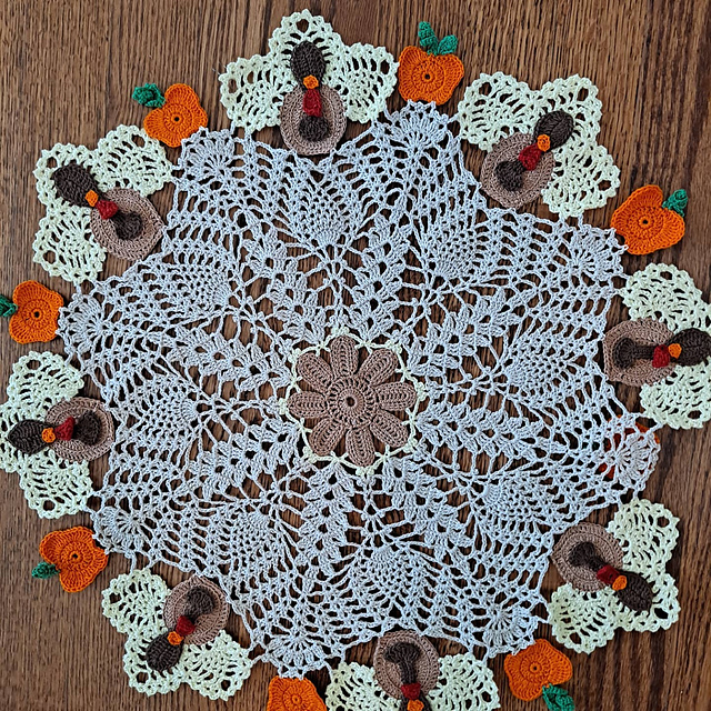 Turkey and Pumpkin Doily