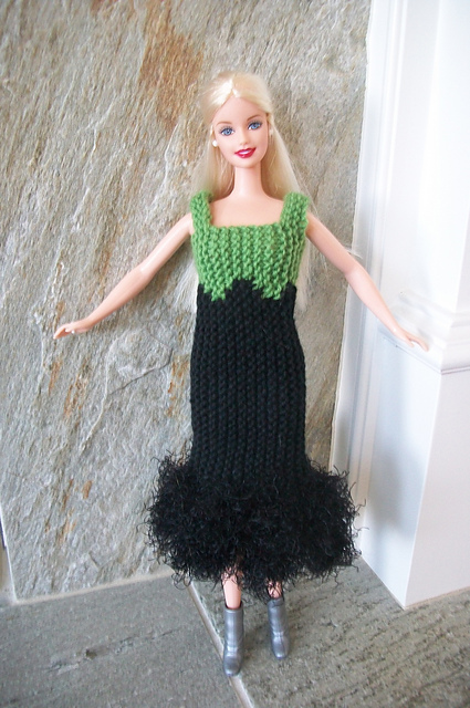 #0533 Black & Grey Dress with Fluffy Trim