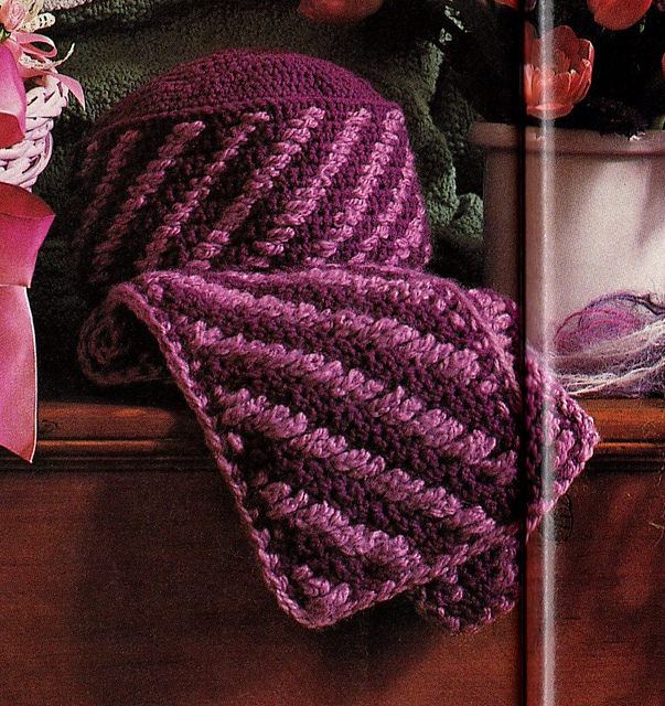 Diagonal Striped Pillbox and Scarf