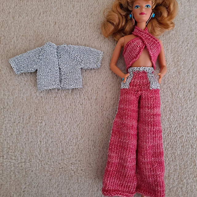 #0795 ABBA Silver jacket, top and pink trousers