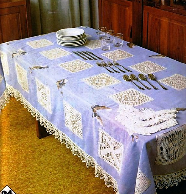 Blue Dinner Set with Applique Motifs