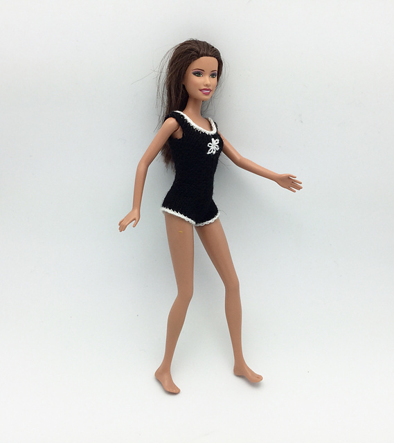 #0176 Black Bathing Suit with White Trim