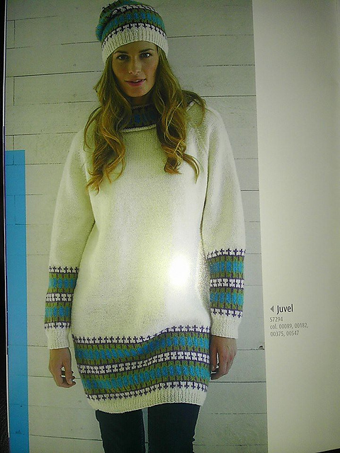 S7294 Ladies' Long Sweater with Jacquard Pattern