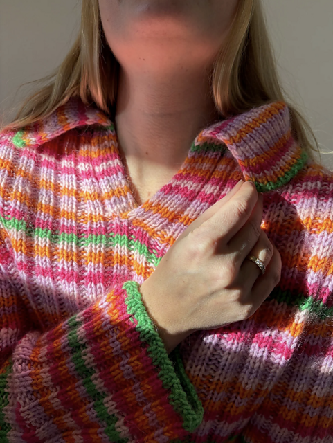 Easy Wide Rib Polo Sweater