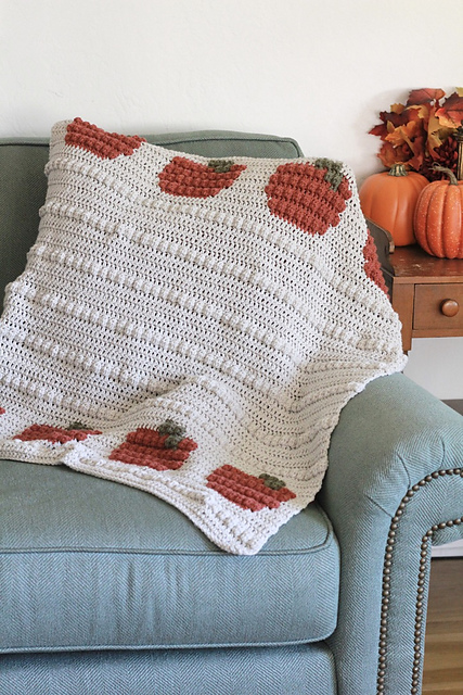 Bobble Pumpkin Blanket