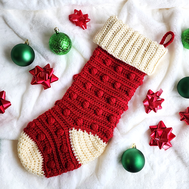 Banded Bobbles Stocking