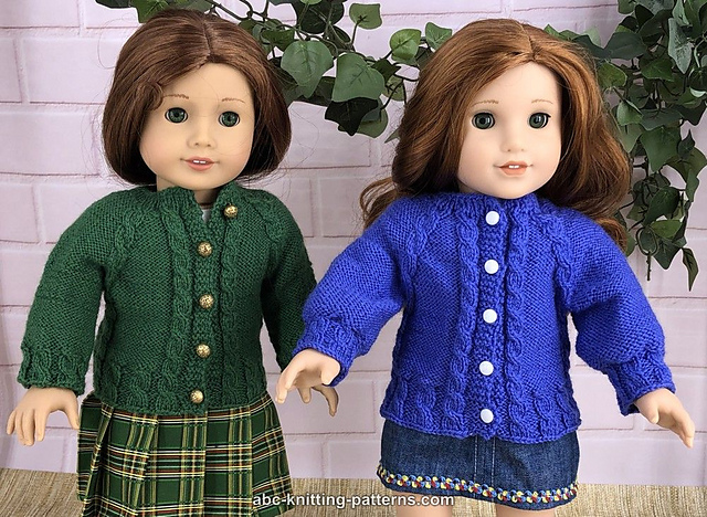 Cable Cardigan for 18-inch Doll