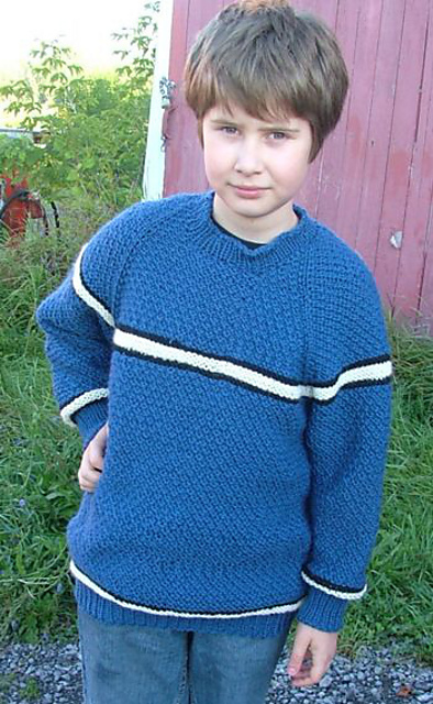 Boys' Top-Down Raglan Sweater with Stripes