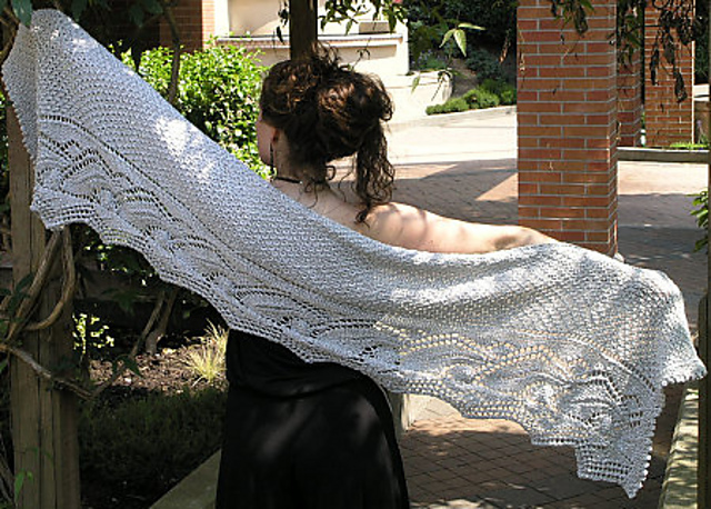 Champagne Leaf and Acorn Lace Shawl
