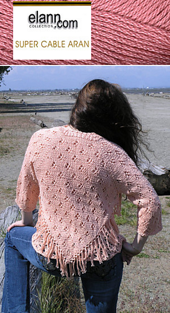Aran Weight Top Down Raglan Shrug