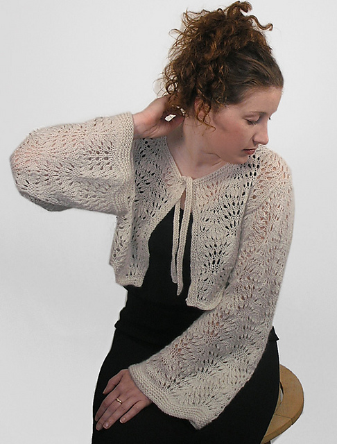 Peacock Plumes Bolero with Kimono Sleeves