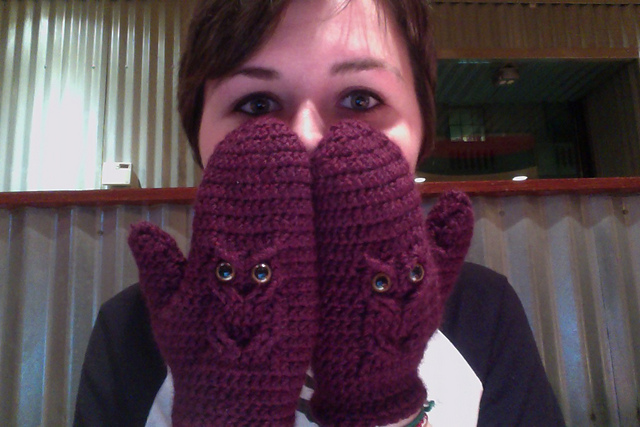 Hooked On Owls Fingerless Mitts