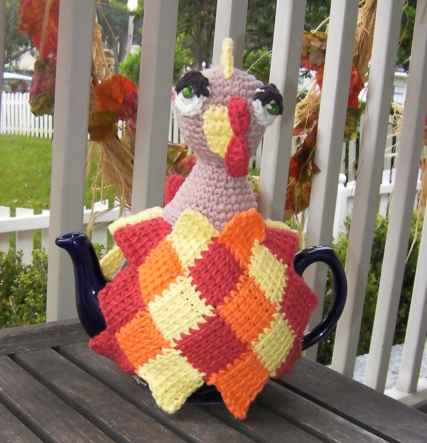 Crochet Entrelac Turkey Tea Cozy
