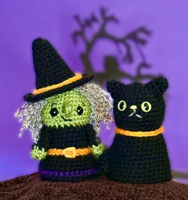 Witch & Cat Flip Doll