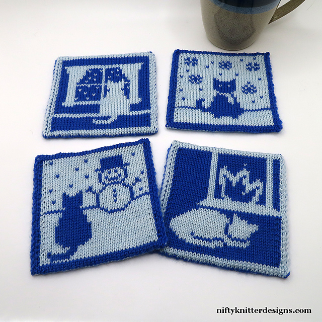 Cats in Winter Coasters