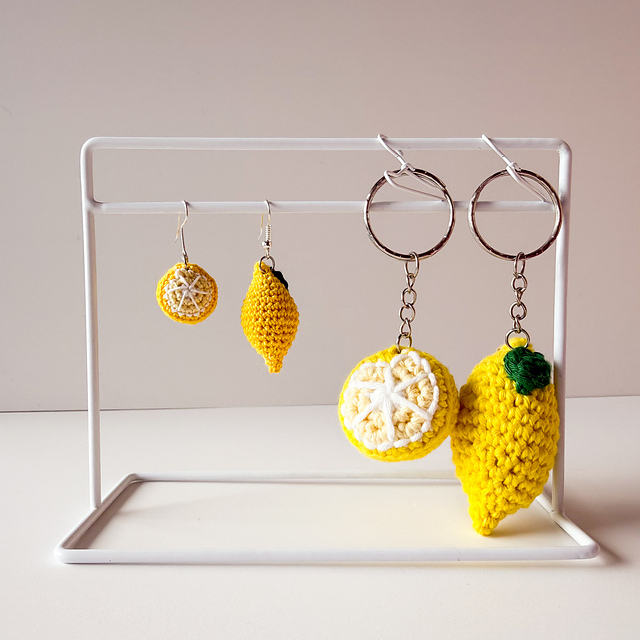 Lemon Earrings and Keychain