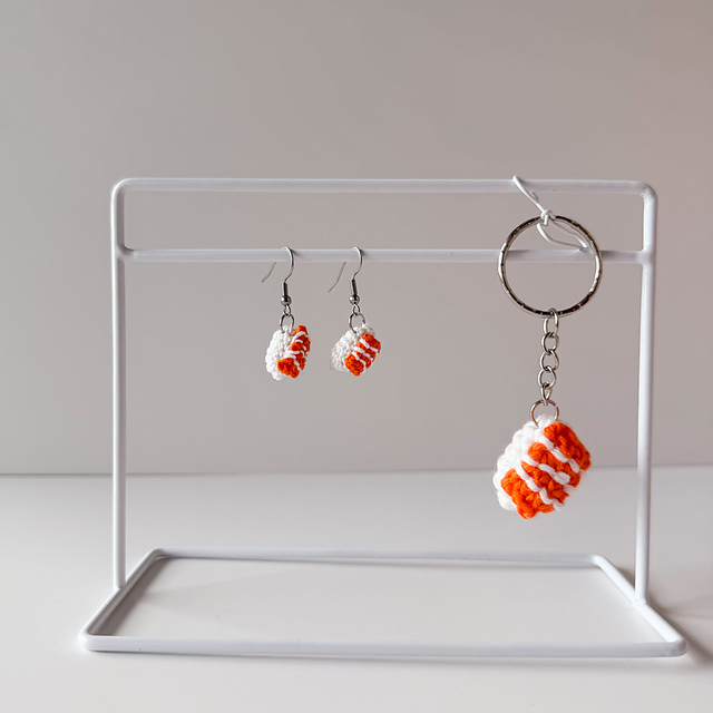 Sushi Salmon Earrings+Keychain
