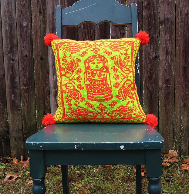 Folkloric Fair Isle Matryoshka Pillow