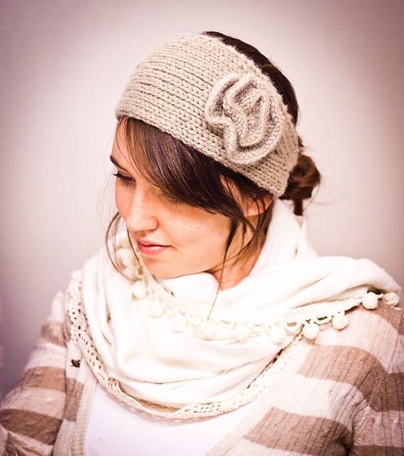 Strictly Knit Flower Headband Earwarmer