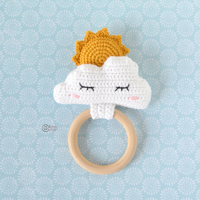 Cloud and Sun Teething Ring