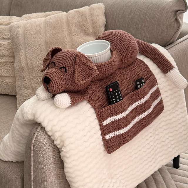 Dog sofa arm rest organizer