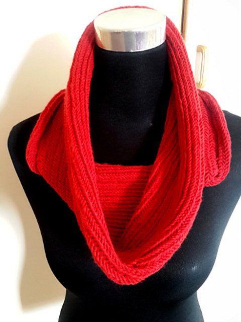 Big Red Herringbone Cowl