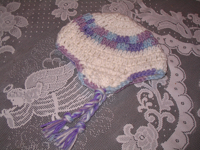 baby ski ear flap winter hat with braids and pompom