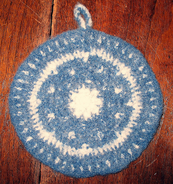 Snowy Sky Felted Hotpad